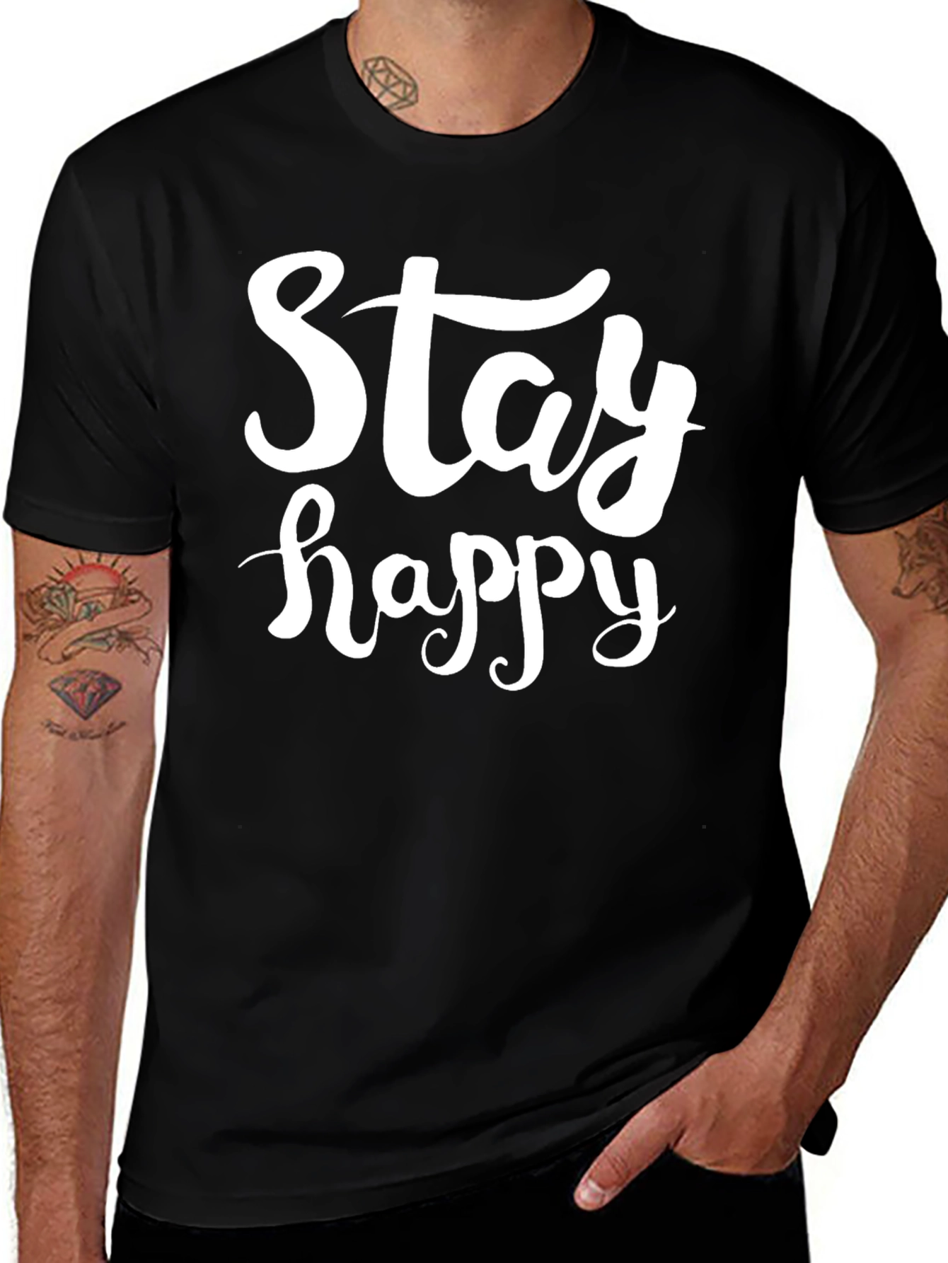 Stay Happy Black T-Shirt