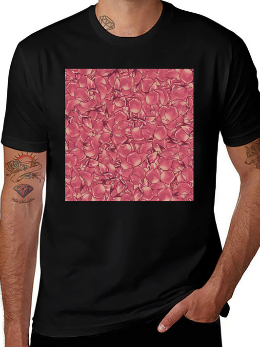 Rose Petal Pattern Black T-Shirt
