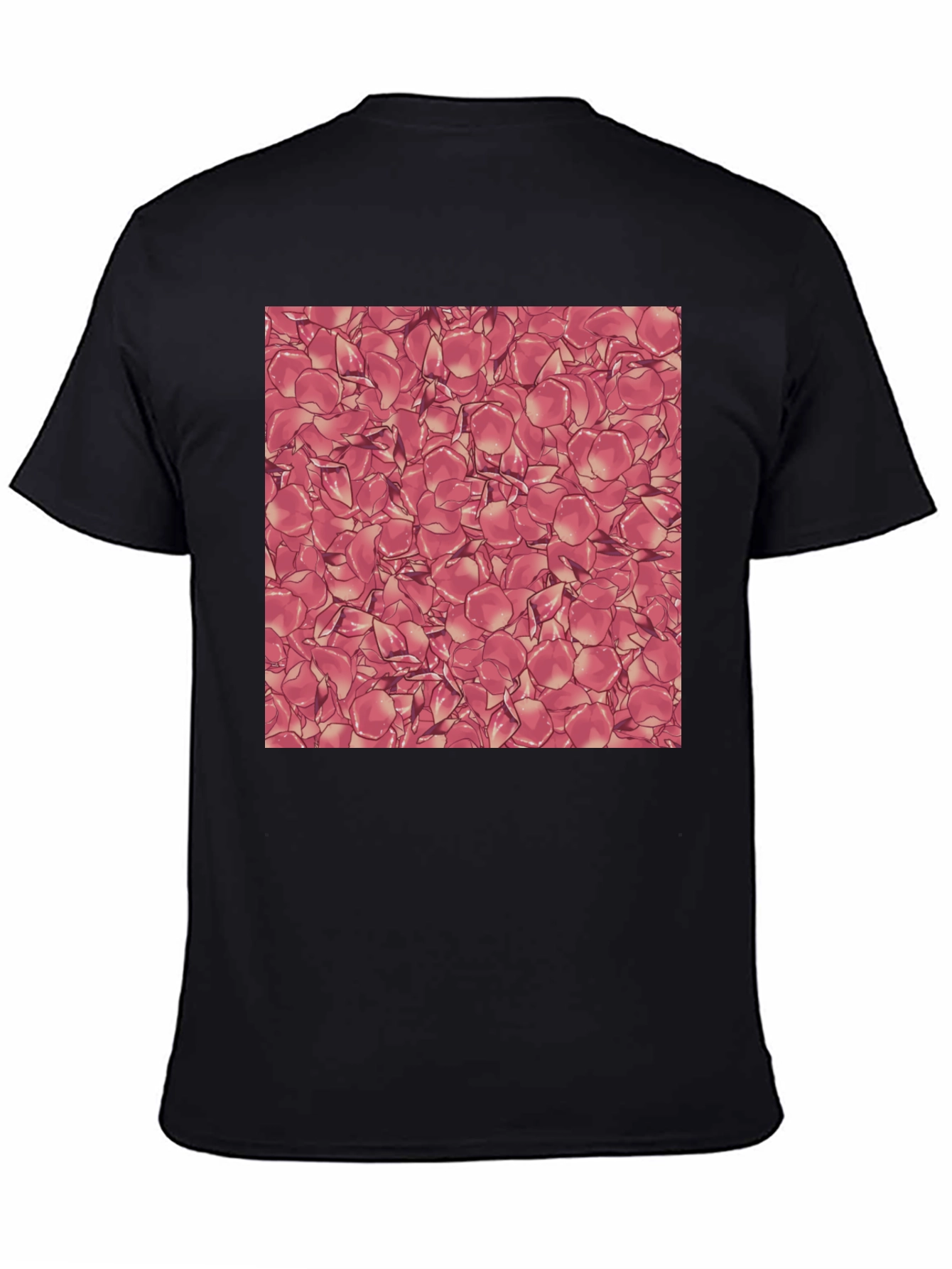Rose Petal Pattern Black T-Shirt