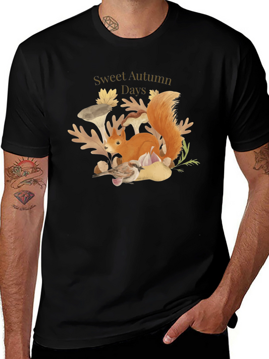 Sweet Autumn Days Black Graphic T-Shirt