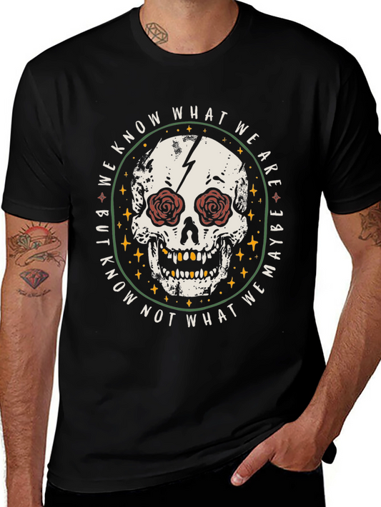Skull & Roses Graphic T-Shirt - We Know What We Are Tee