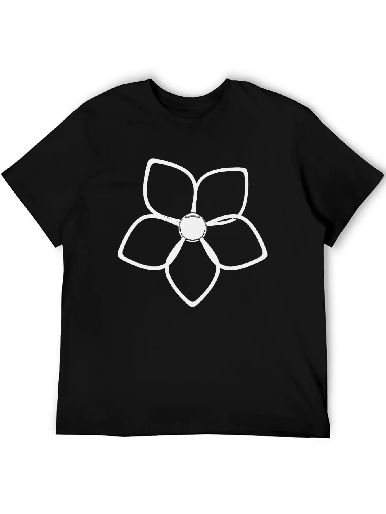 Abstract 3D Metallic Silver Flower Lightweight Cotton T-Shirt – Daily Comfort Graphic Shirt