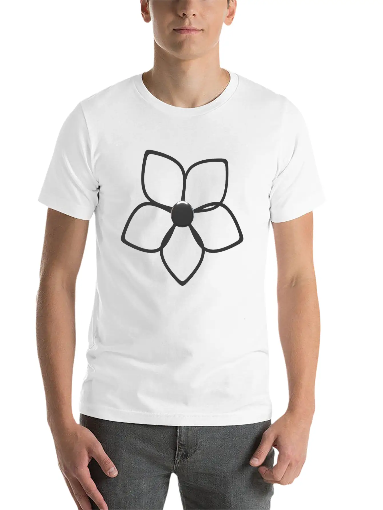 Abstract 3D Metallic Silver Flower Lightweight Cotton T-Shirt – Daily Comfort Graphic Shirt