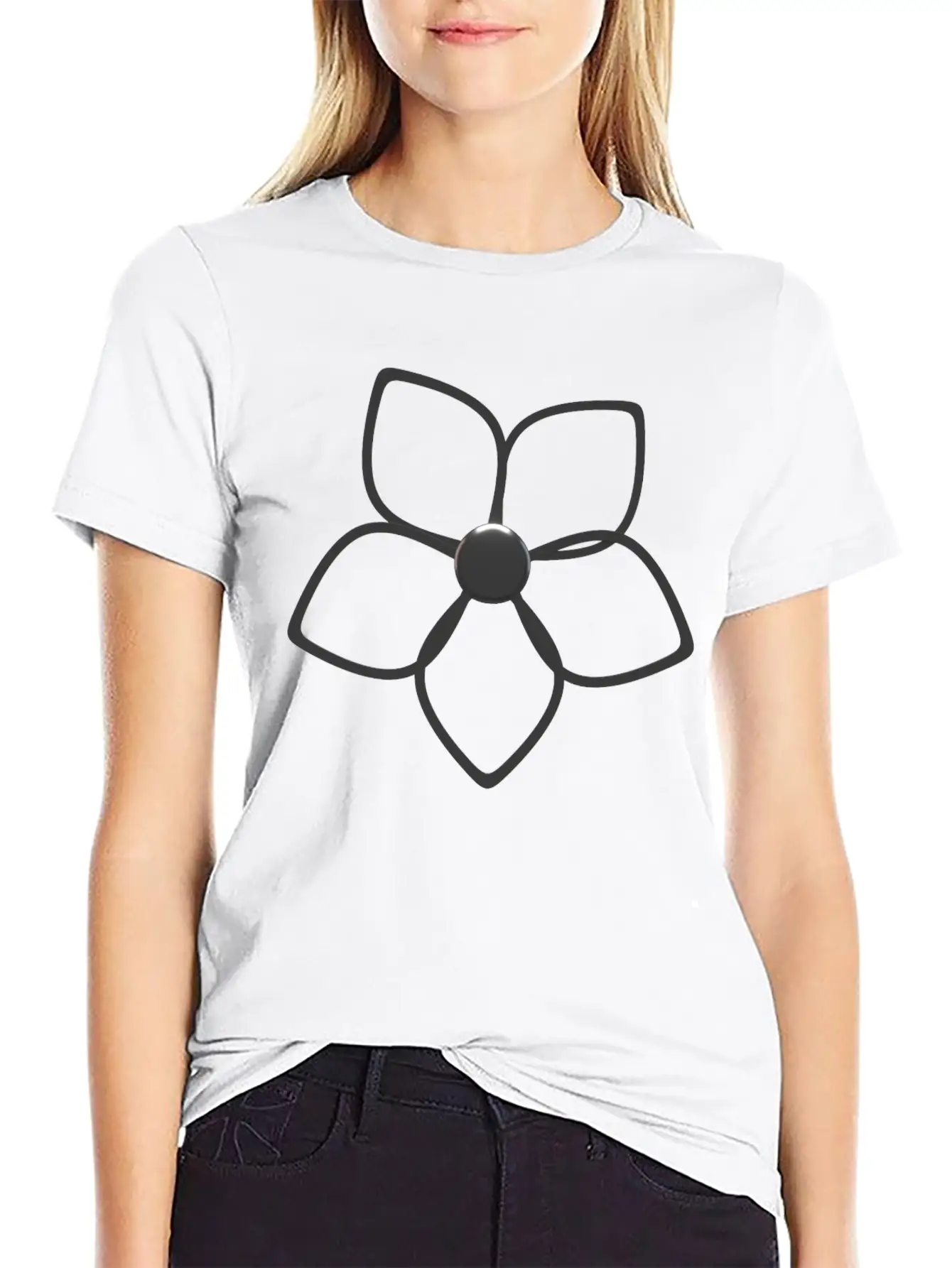 Abstract 3D Metallic Silver Flower Lightweight Cotton T-Shirt – Daily Comfort Graphic Shirt