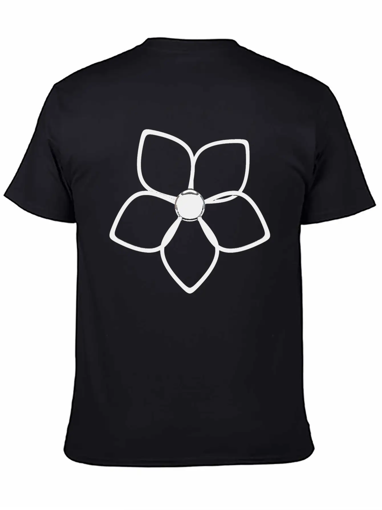 Abstract 3D Metallic Silver Flower Lightweight Cotton T-Shirt – Daily Comfort Graphic Shirt