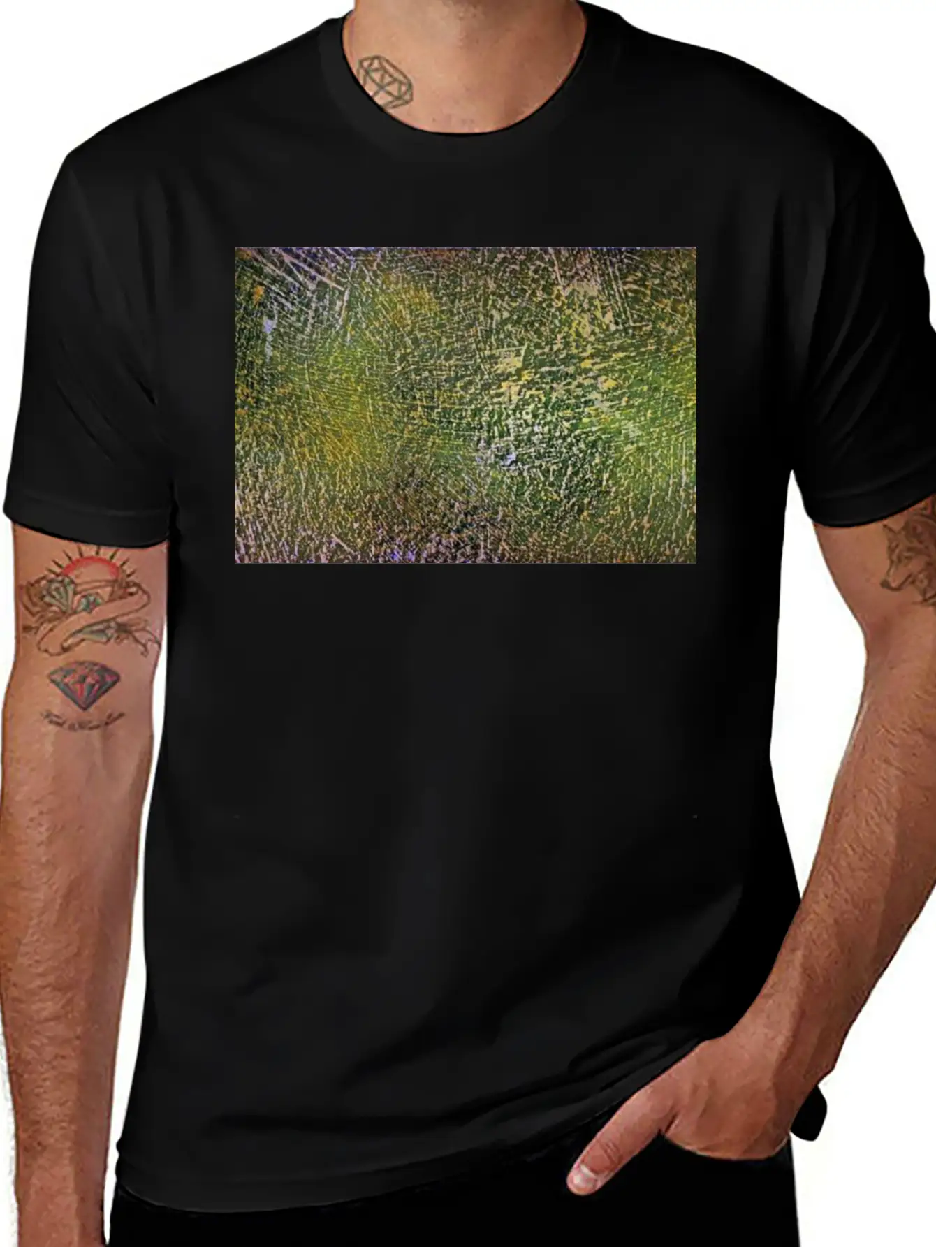 Abstract Art - Green / Yellow - Artist / Painting Stylish Everyday T-Shirt – Unisex Basic Cotton Tee
