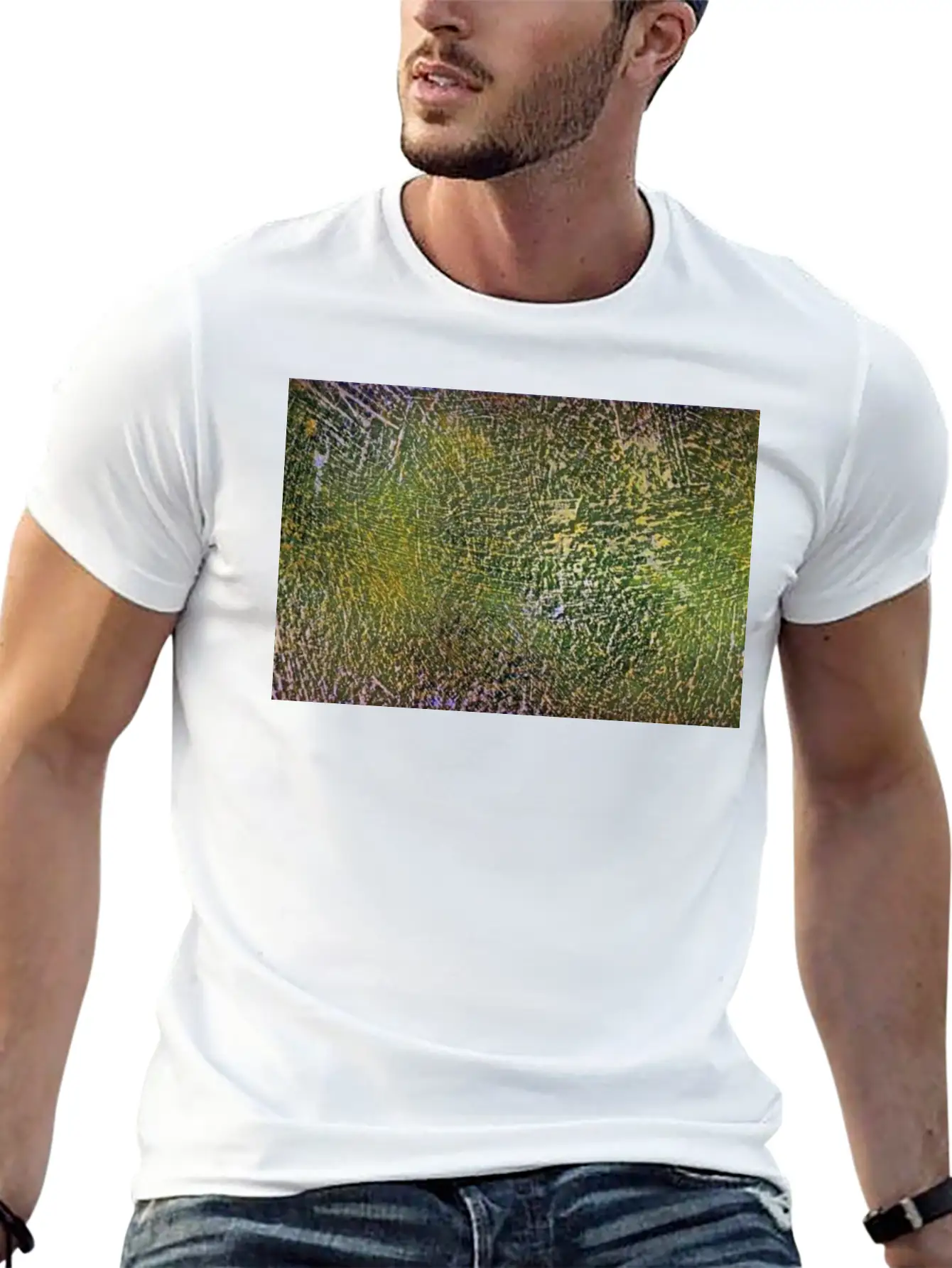 Abstract Art - Green / Yellow - Artist / Painting Stylish Everyday T-Shirt – Unisex Basic Cotton Tee