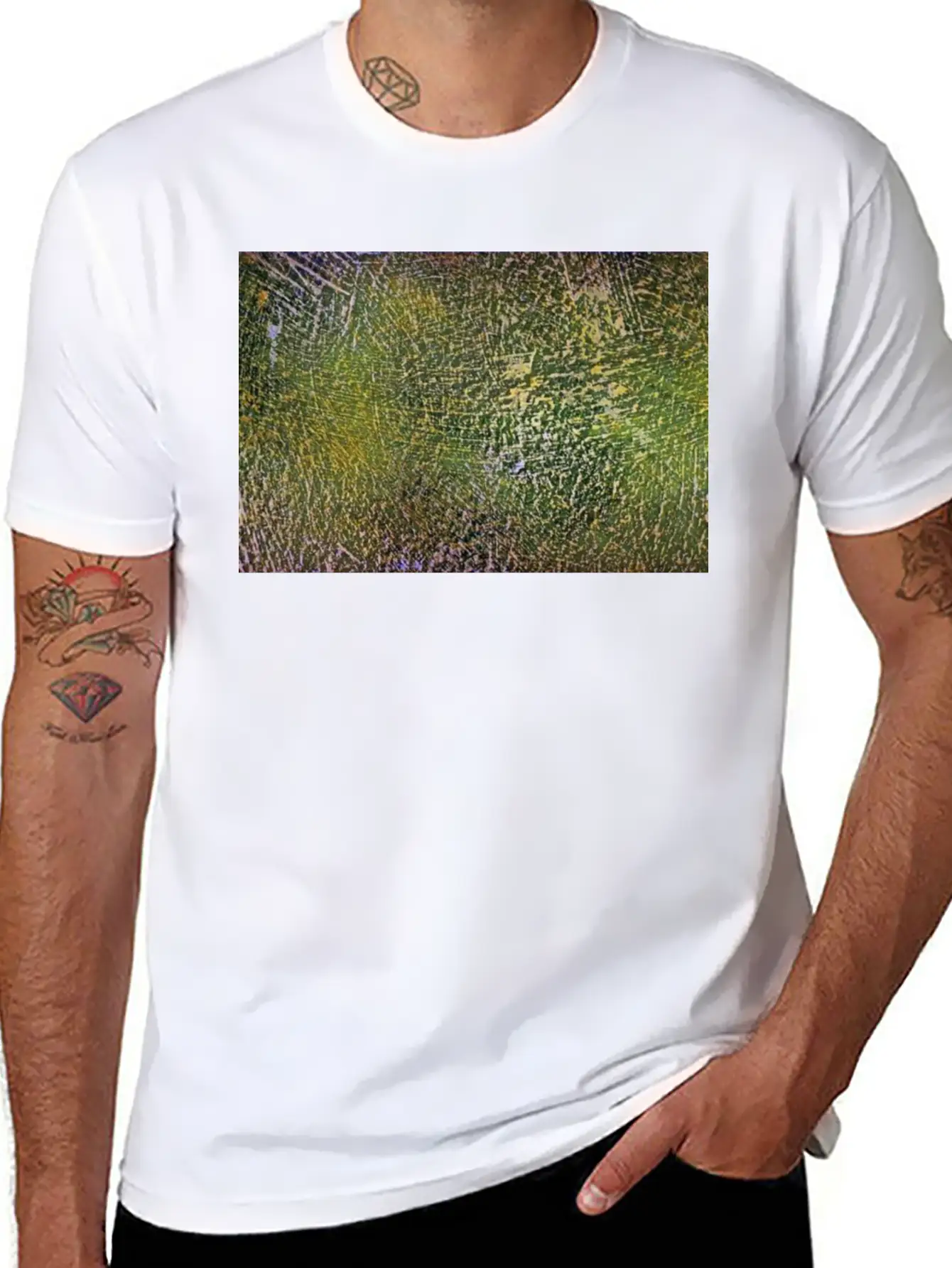 Abstract Art - Green / Yellow - Artist / Painting Stylish Everyday T-Shirt – Unisex Basic Cotton Tee