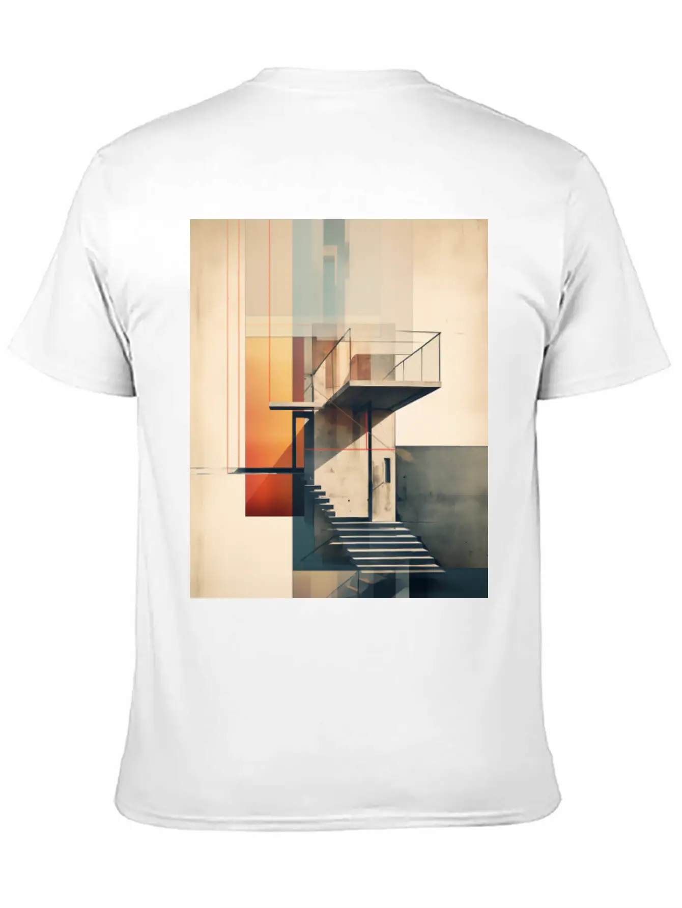 Abstract Building With Stairs. Contemporary Art Modern Fit Casual T-Shirt – Clean And Versatile Design