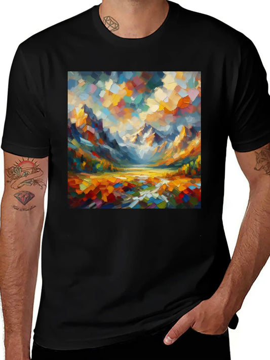 Abstract Digital Art: Nature Concept Art Colors Basic Graphic T-Shirt – Daily Comfort In Soft Cotton