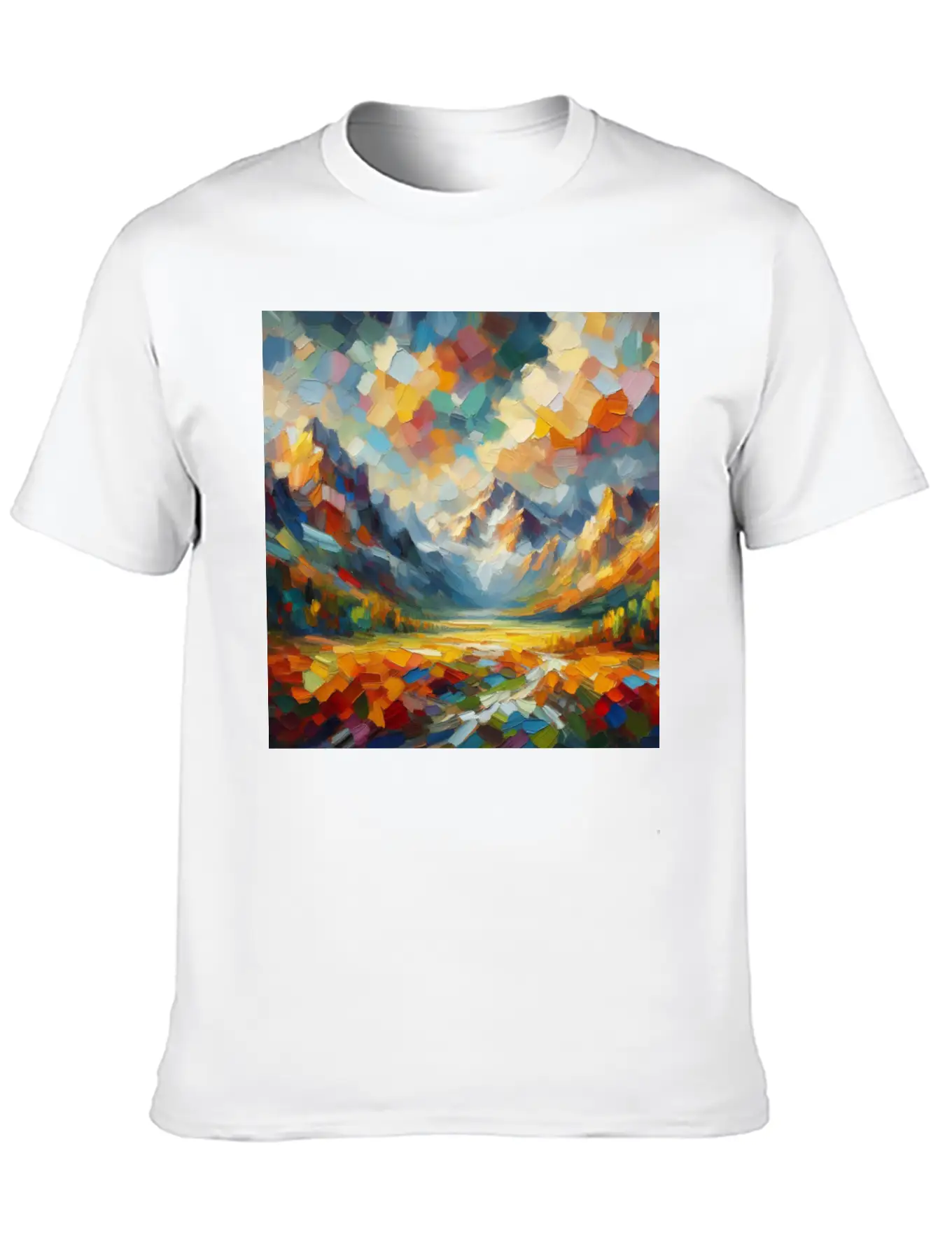 Abstract Digital Art: Nature Concept Art Colors Basic Graphic T-Shirt – Daily Comfort In Soft Cotton