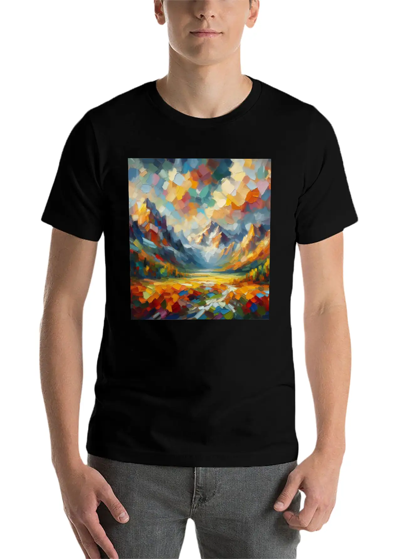 Abstract Digital Art: Nature Concept Art Colors Basic Graphic T-Shirt – Daily Comfort In Soft Cotton