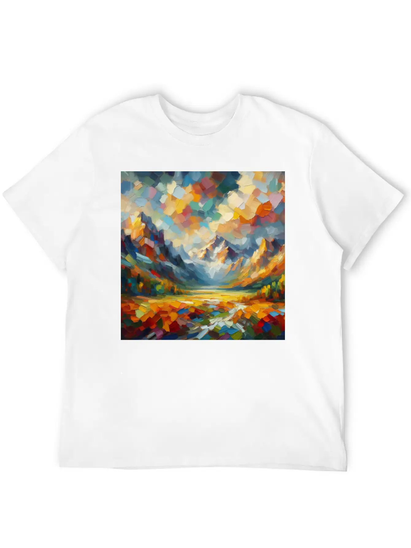 Abstract Digital Art: Nature Concept Art Colors Basic Graphic T-Shirt – Daily Comfort In Soft Cotton