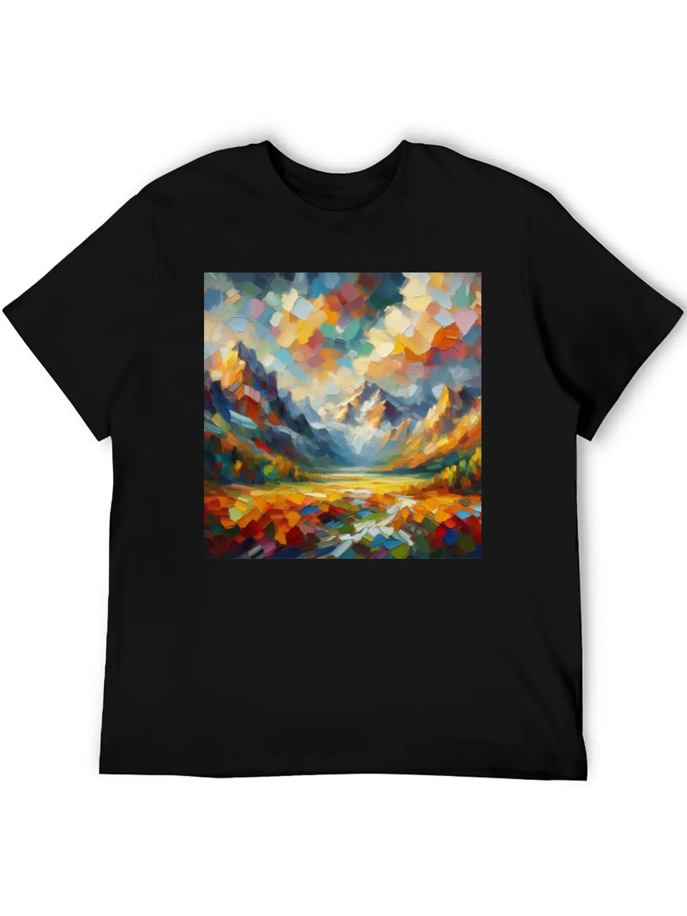 Abstract Digital Art: Nature Concept Art Colors Basic Graphic T-Shirt – Daily Comfort In Soft Cotton