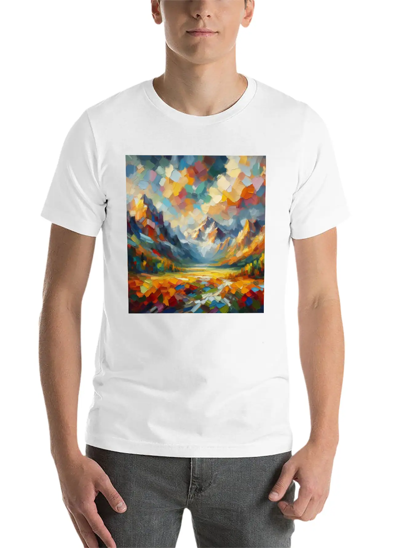 Abstract Digital Art: Nature Concept Art Colors Basic Graphic T-Shirt – Daily Comfort In Soft Cotton