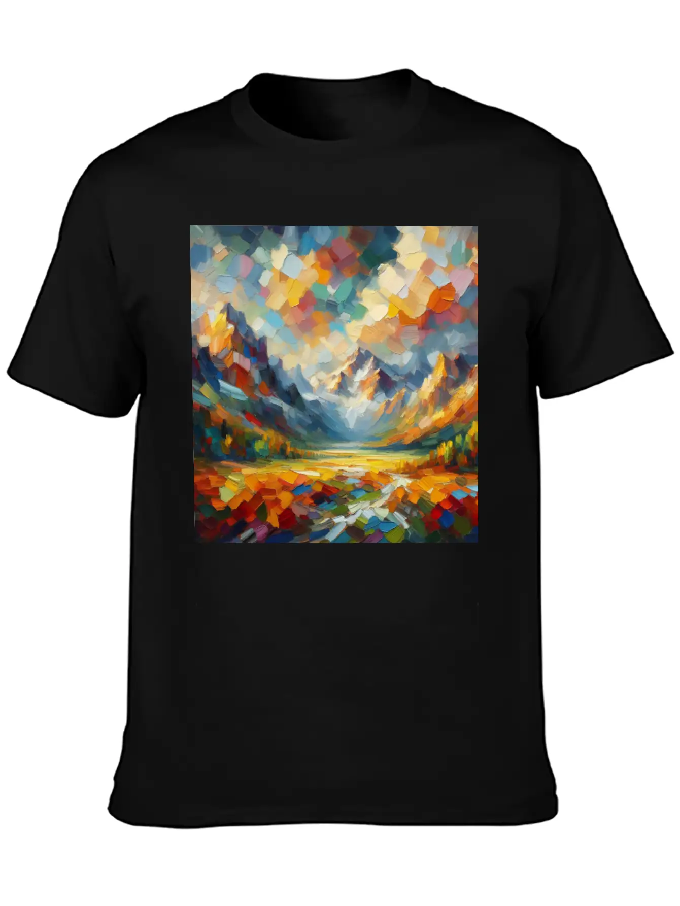 Abstract Digital Art: Nature Concept Art Colors Basic Graphic T-Shirt – Daily Comfort In Soft Cotton