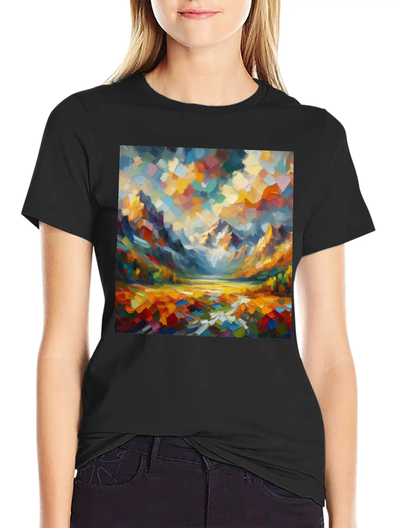 Abstract Digital Art: Nature Concept Art Colors Basic Graphic T-Shirt – Daily Comfort In Soft Cotton