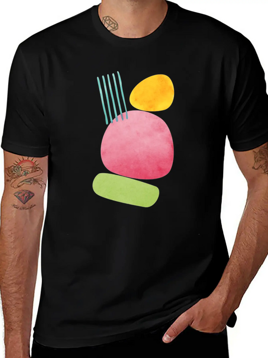 Abstract Geometric Overlap Watercolor Water Sun Unisex Casual T-Shirt – Clean Design For Daily Comfort