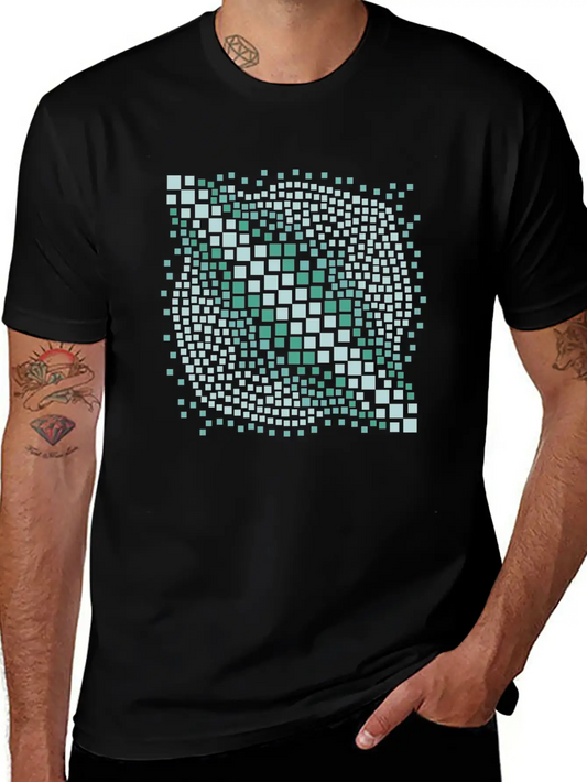 Abstract Green Water Mosaic Basic Graphic T-Shirt – Daily Comfort In Soft Cotton