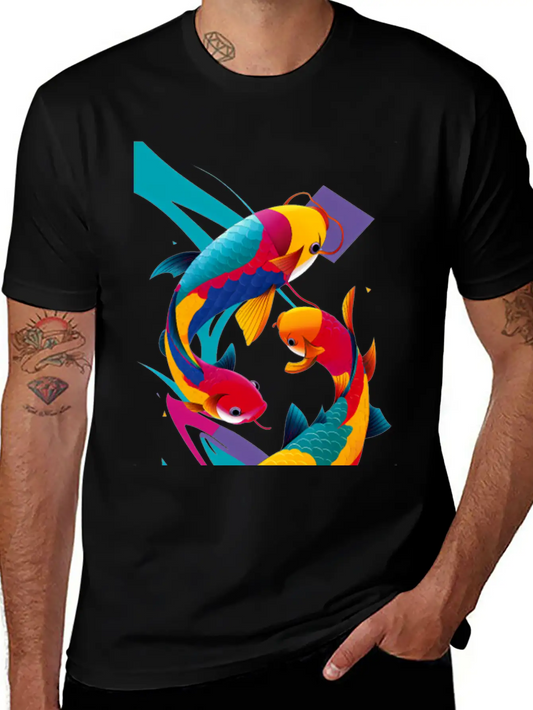 Abstract Koi Carps Classic Fit Graphic Tee For Daily Comfort – Unisex Cotton Shirt
