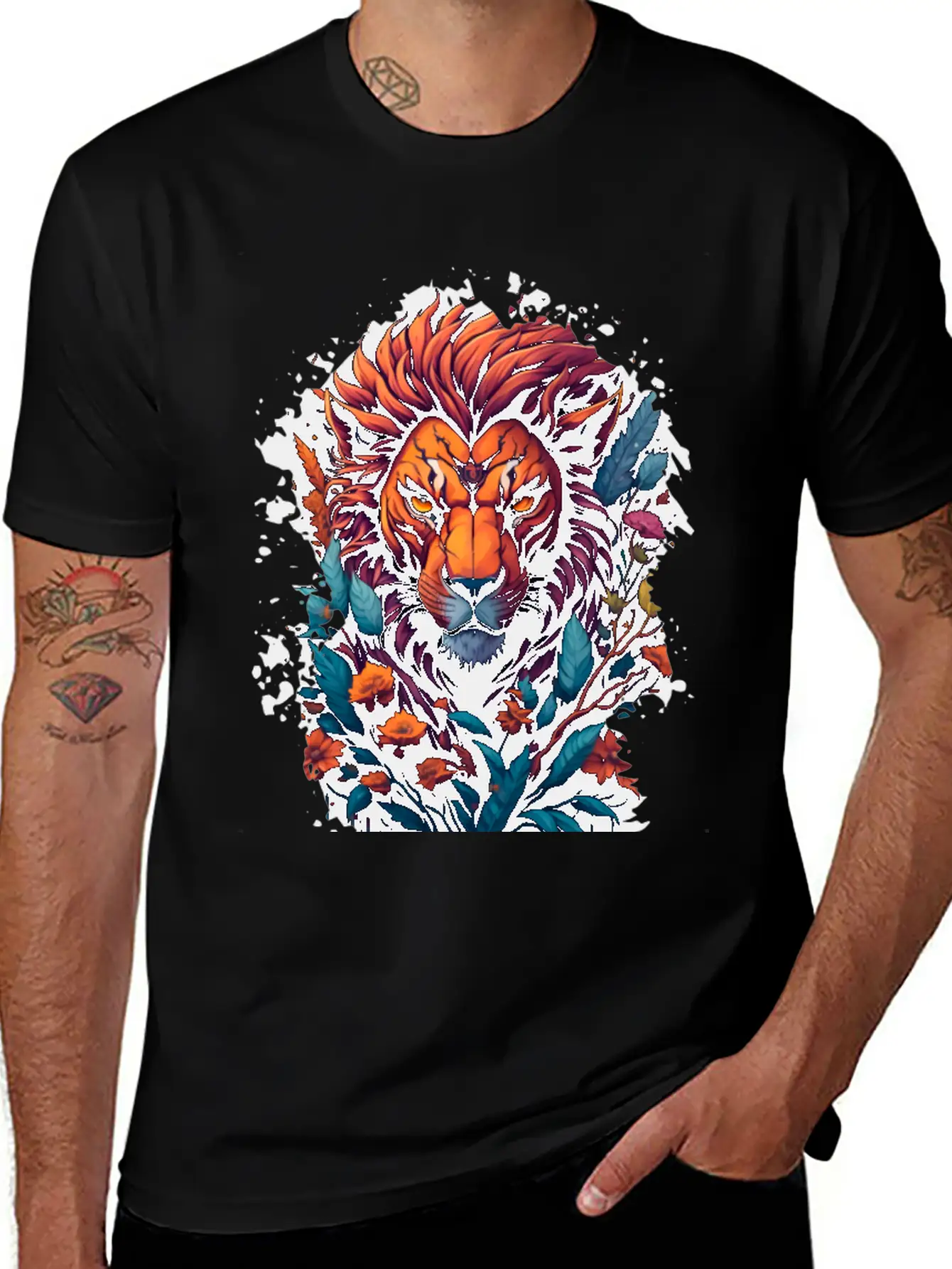 Abstract Lion Lightweight Cotton T-Shirt – Daily Comfort Graphic Shirt