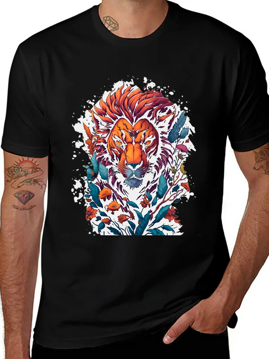 Abstract Lion Lightweight Cotton T-Shirt – Daily Comfort Graphic Shirt