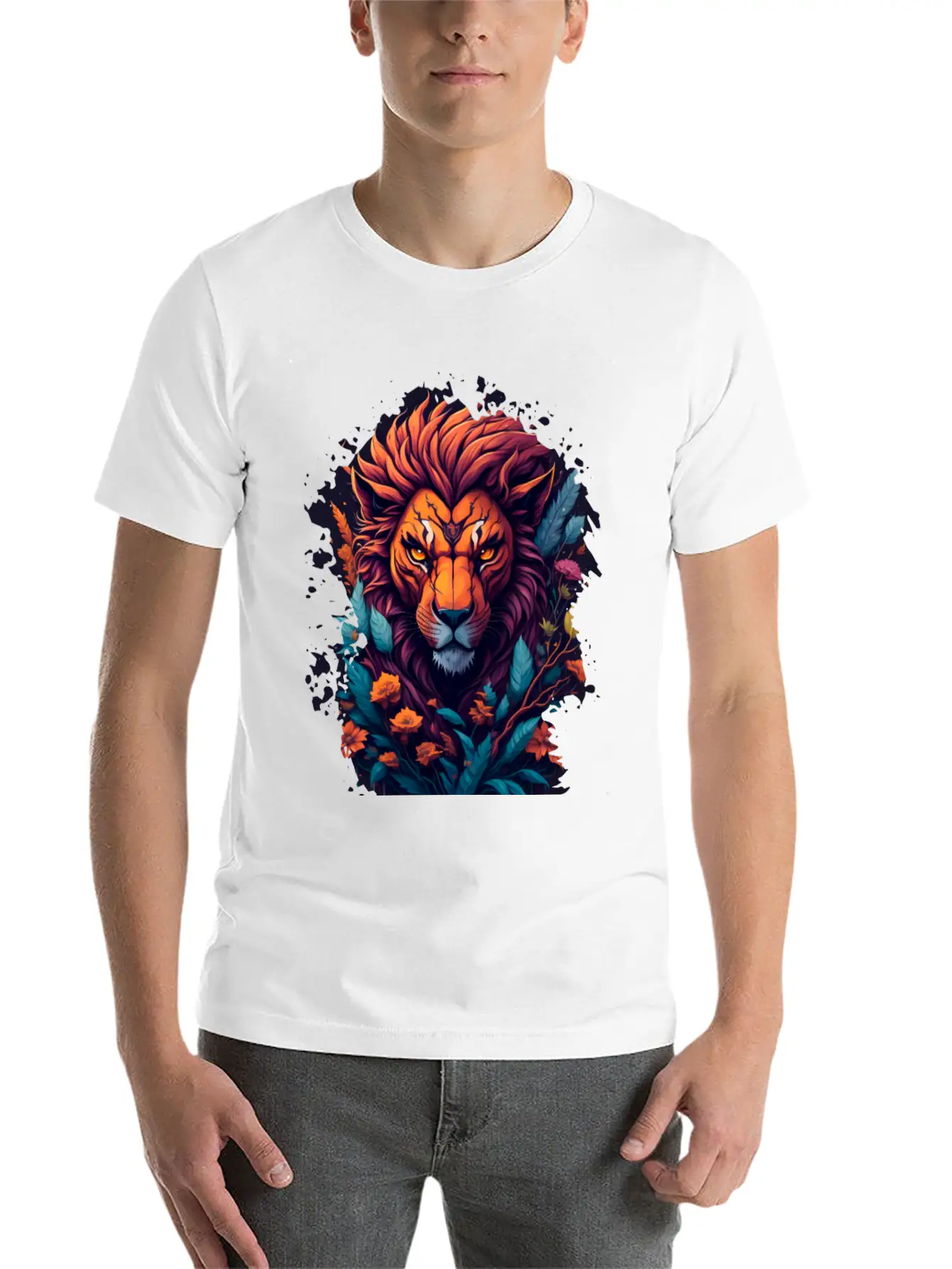 Abstract Lion Lightweight Cotton T-Shirt – Daily Comfort Graphic Shirt