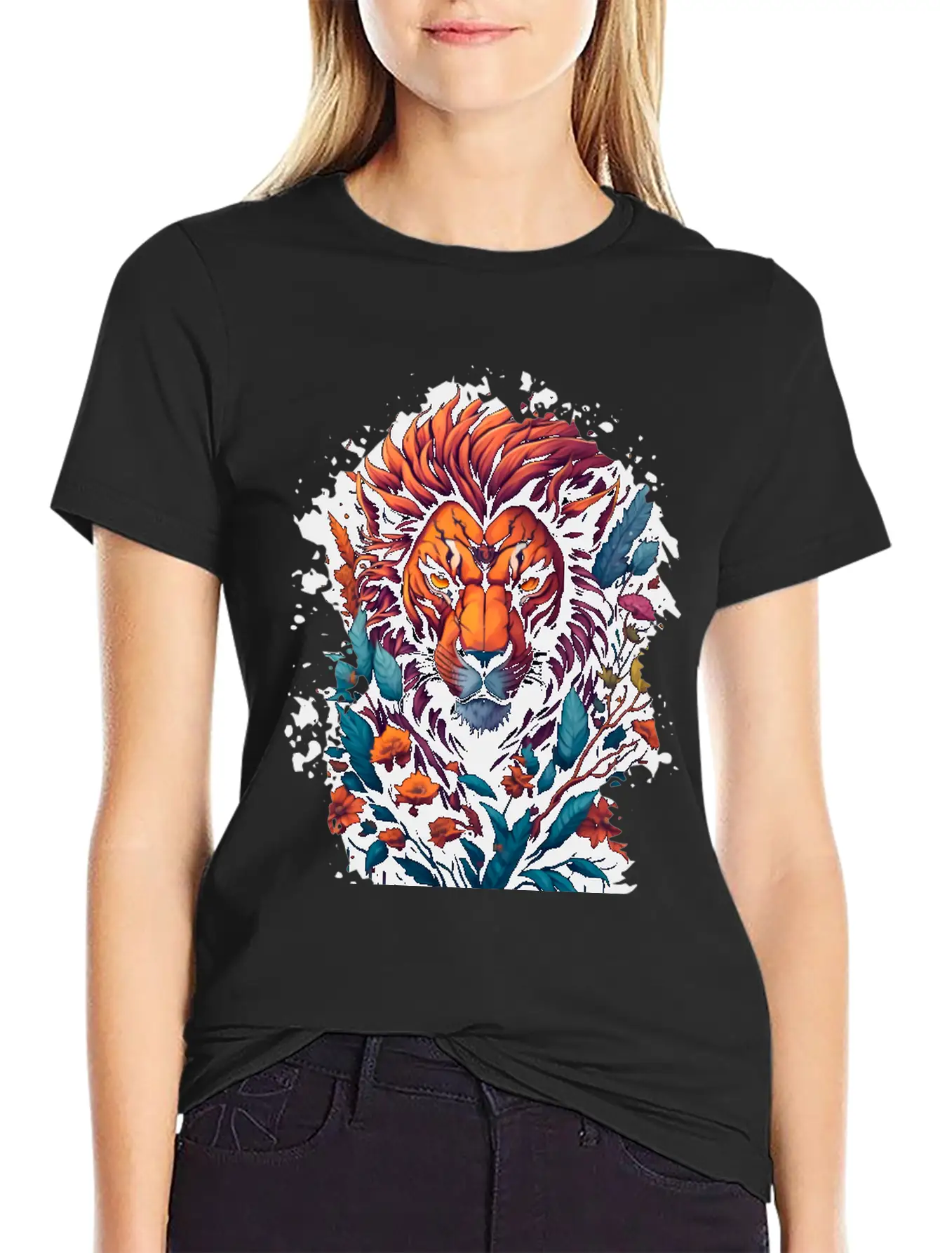 Abstract Lion Lightweight Cotton T-Shirt – Daily Comfort Graphic Shirt