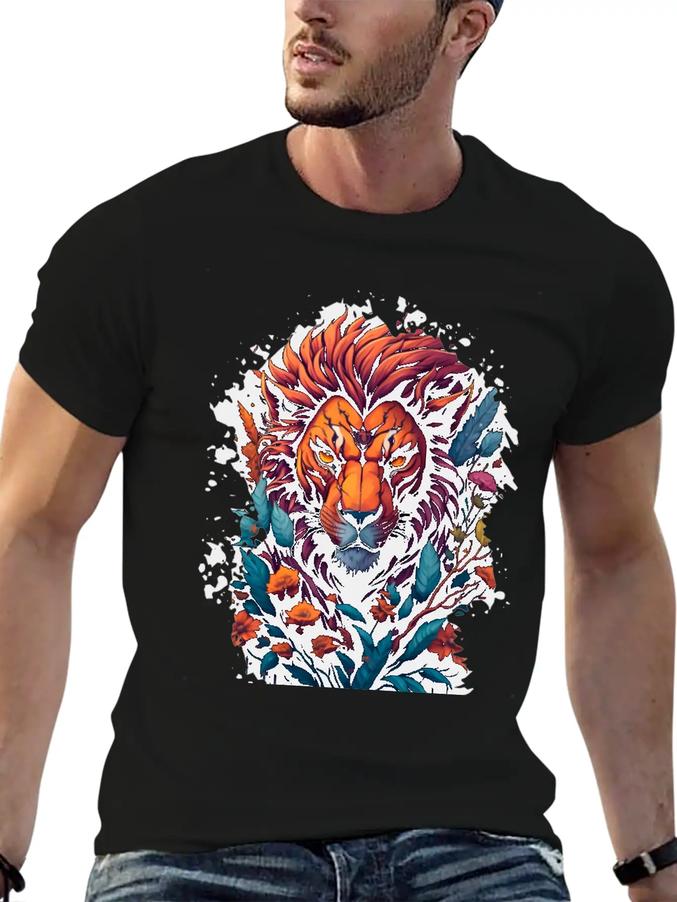 Abstract Lion Lightweight Cotton T-Shirt – Daily Comfort Graphic Shirt