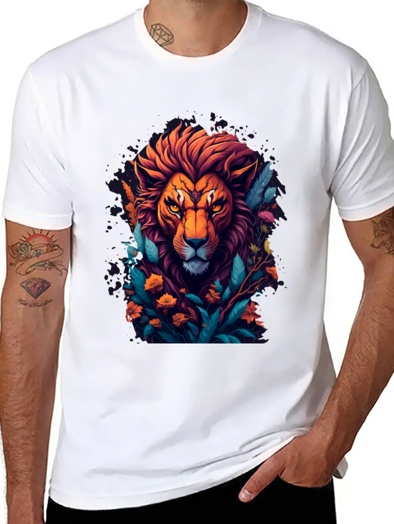 Abstract Lion Lightweight Cotton T-Shirt – Daily Comfort Graphic Shirt