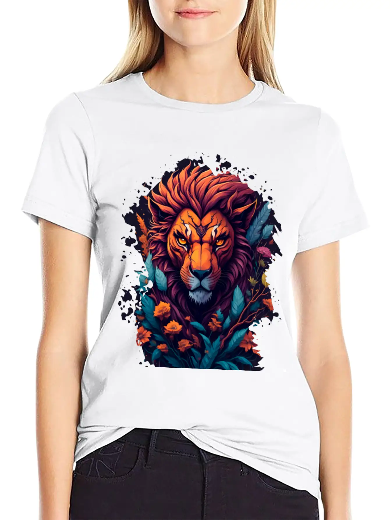 Abstract Lion Lightweight Cotton T-Shirt – Daily Comfort Graphic Shirt