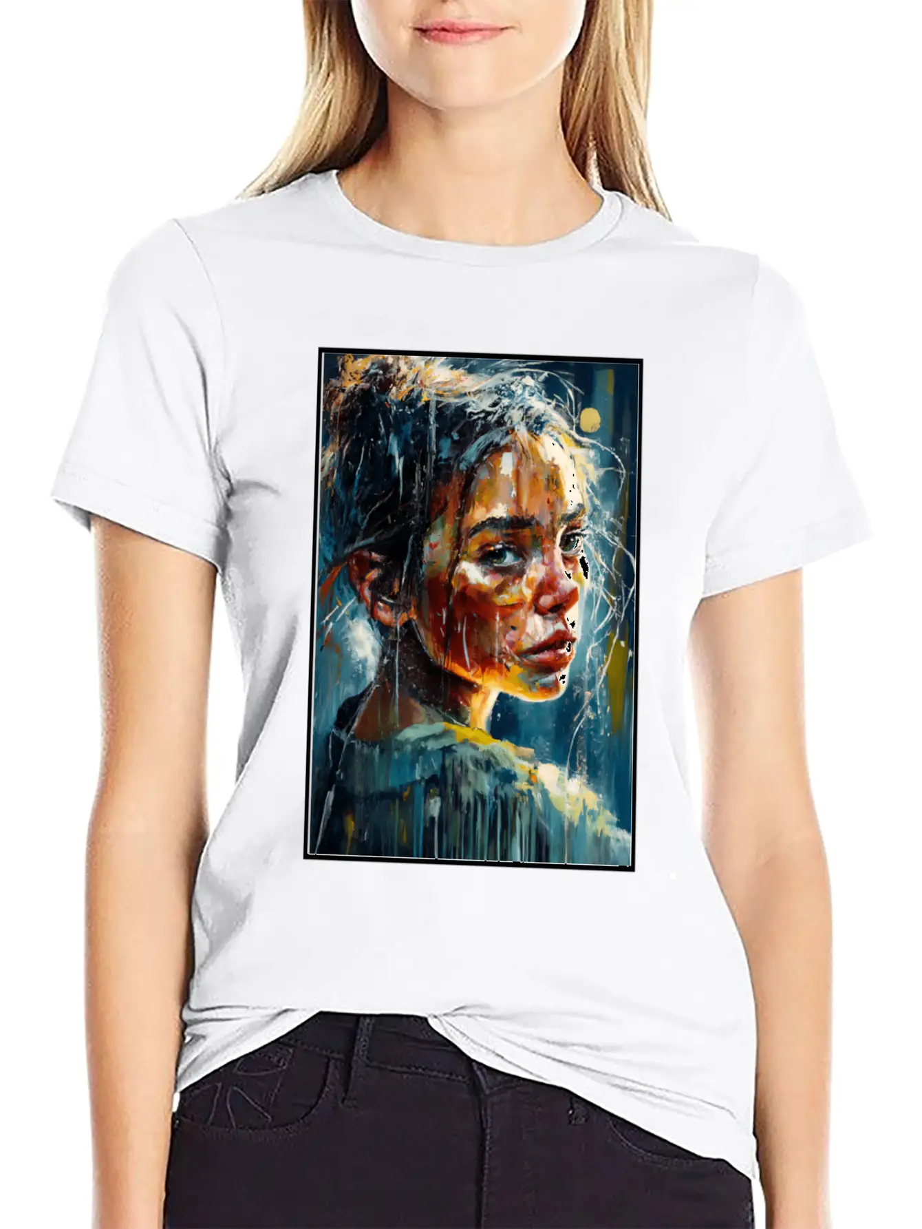 Abstract Sad Girl Unhappy People Sadness Soft Cotton Short Sleeve Tee – Unisex Wardrobe Staple
