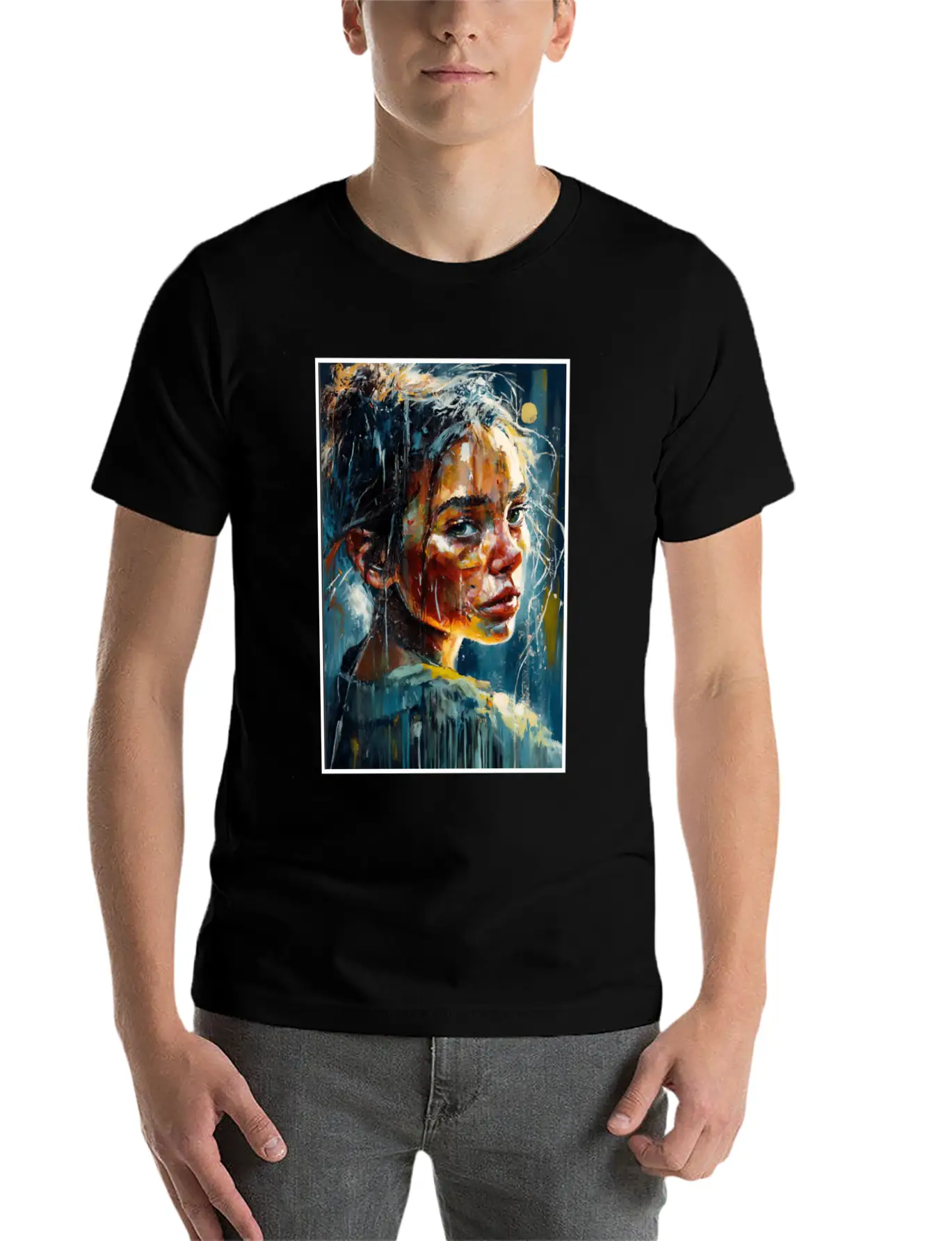Abstract Sad Girl Unhappy People Sadness Soft Cotton Short Sleeve Tee – Unisex Wardrobe Staple