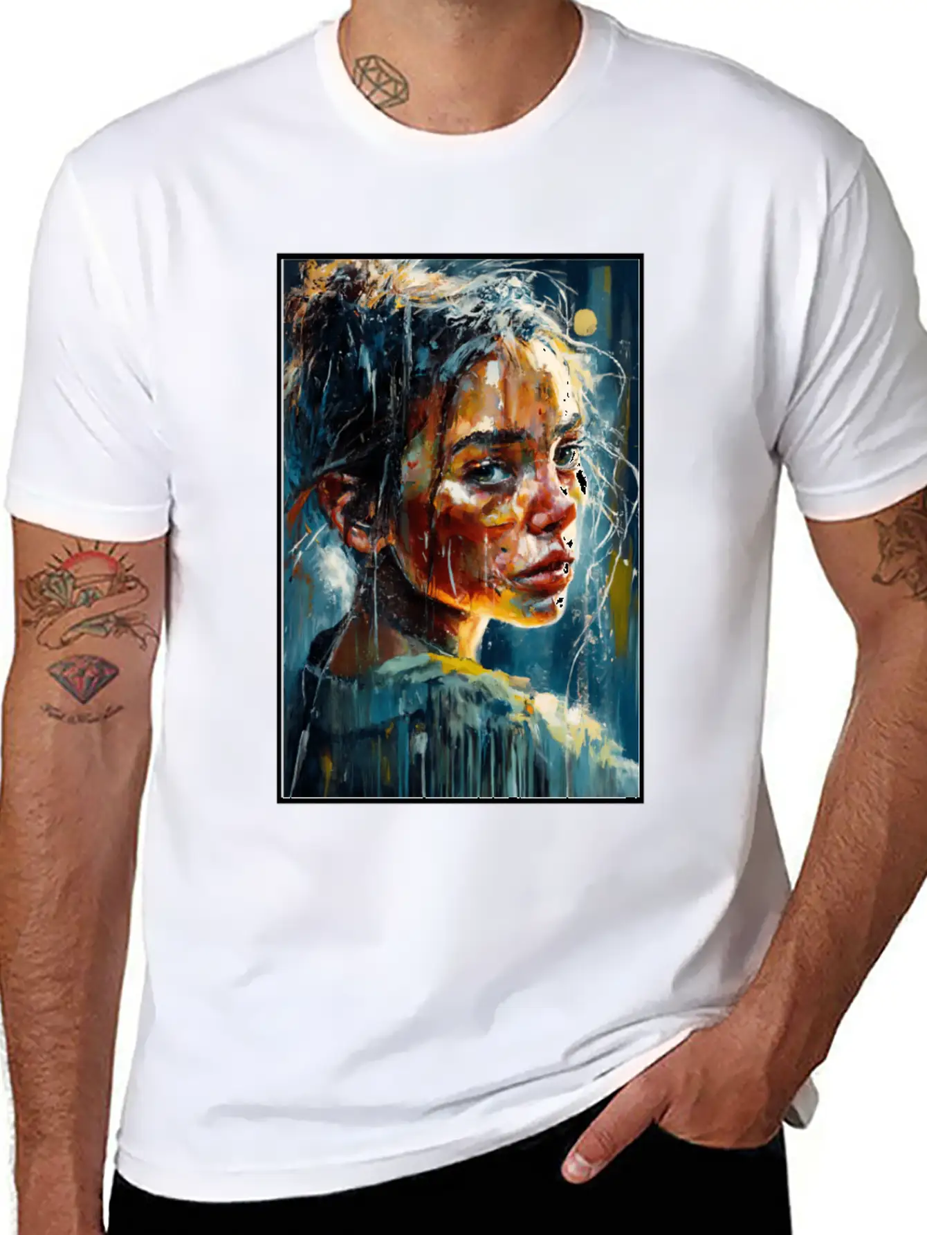 Abstract Sad Girl Unhappy People Sadness Soft Cotton Short Sleeve Tee – Unisex Wardrobe Staple