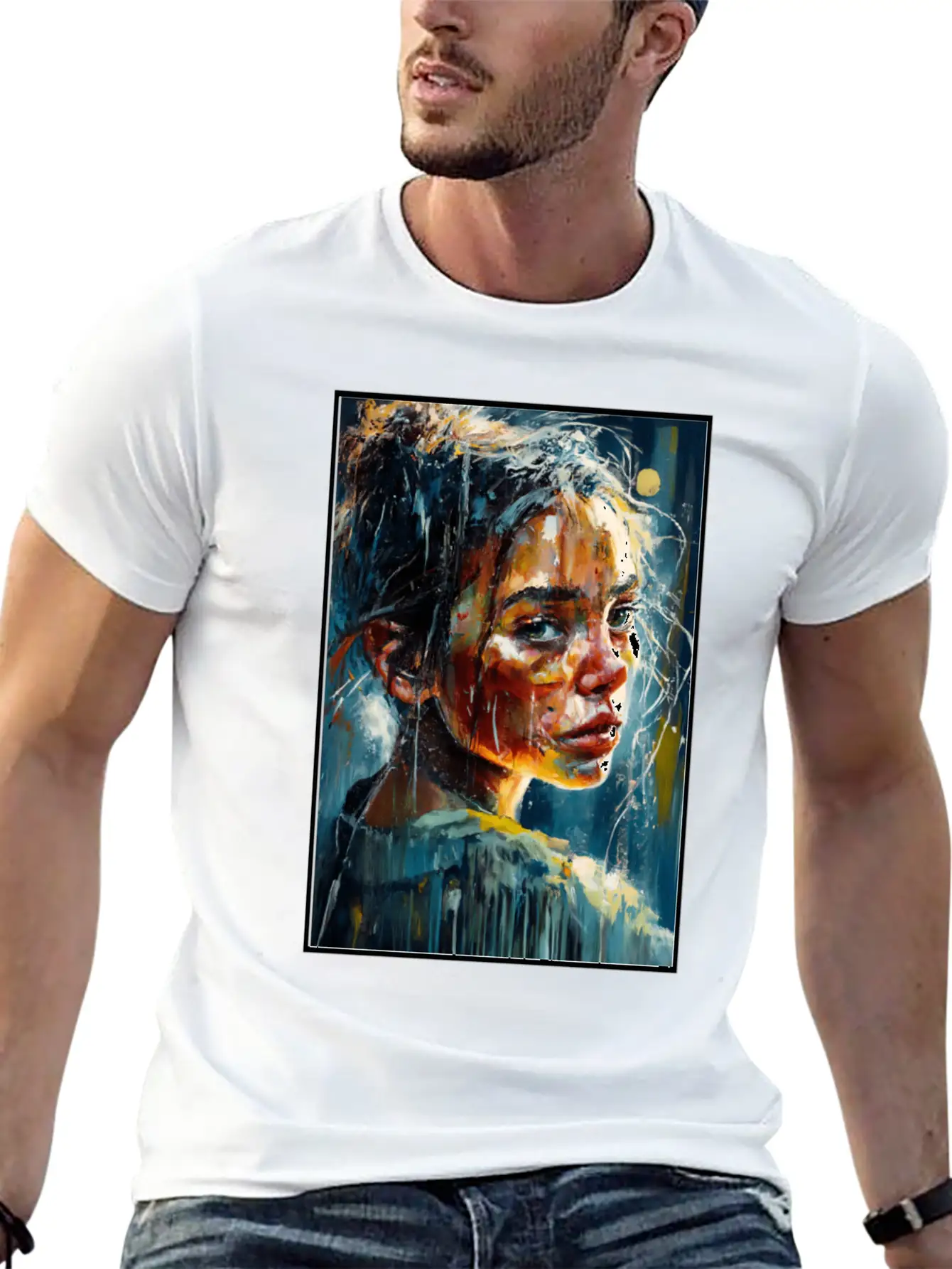 Abstract Sad Girl Unhappy People Sadness Soft Cotton Short Sleeve Tee – Unisex Wardrobe Staple