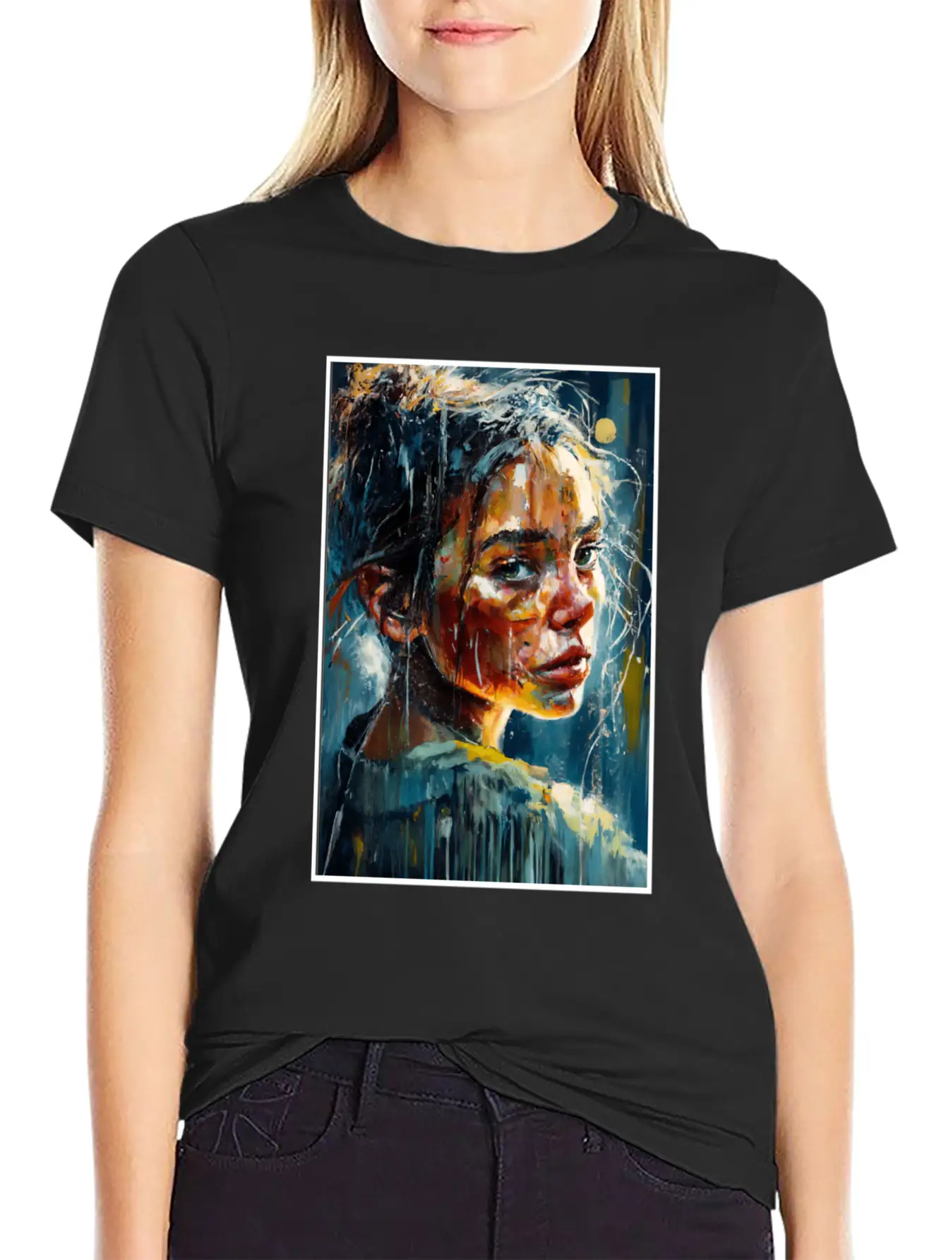 Abstract Sad Girl Unhappy People Sadness Soft Cotton Short Sleeve Tee – Unisex Wardrobe Staple