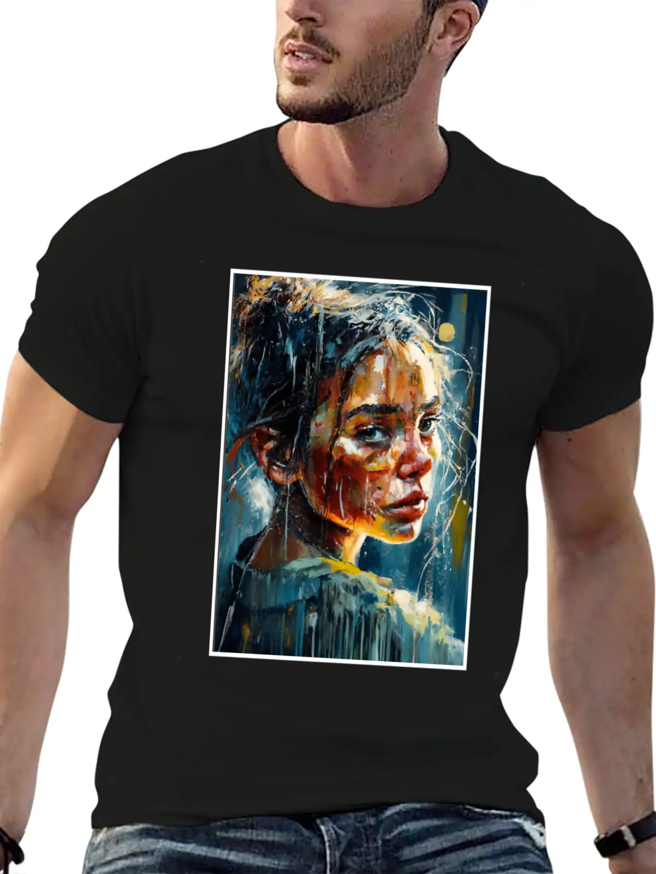 Abstract Sad Girl Unhappy People Sadness Soft Cotton Short Sleeve Tee – Unisex Wardrobe Staple