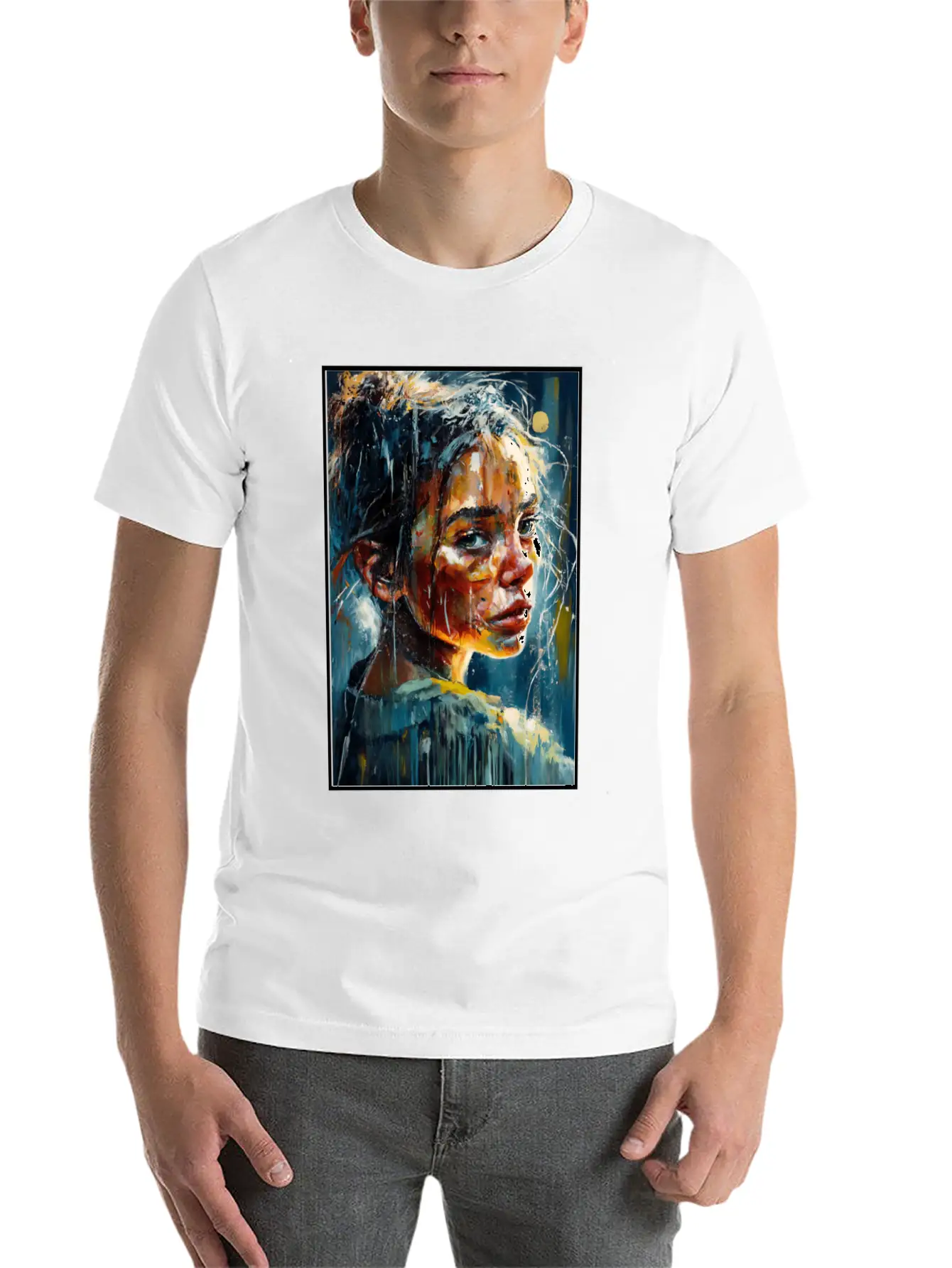 Abstract Sad Girl Unhappy People Sadness Soft Cotton Short Sleeve Tee – Unisex Wardrobe Staple