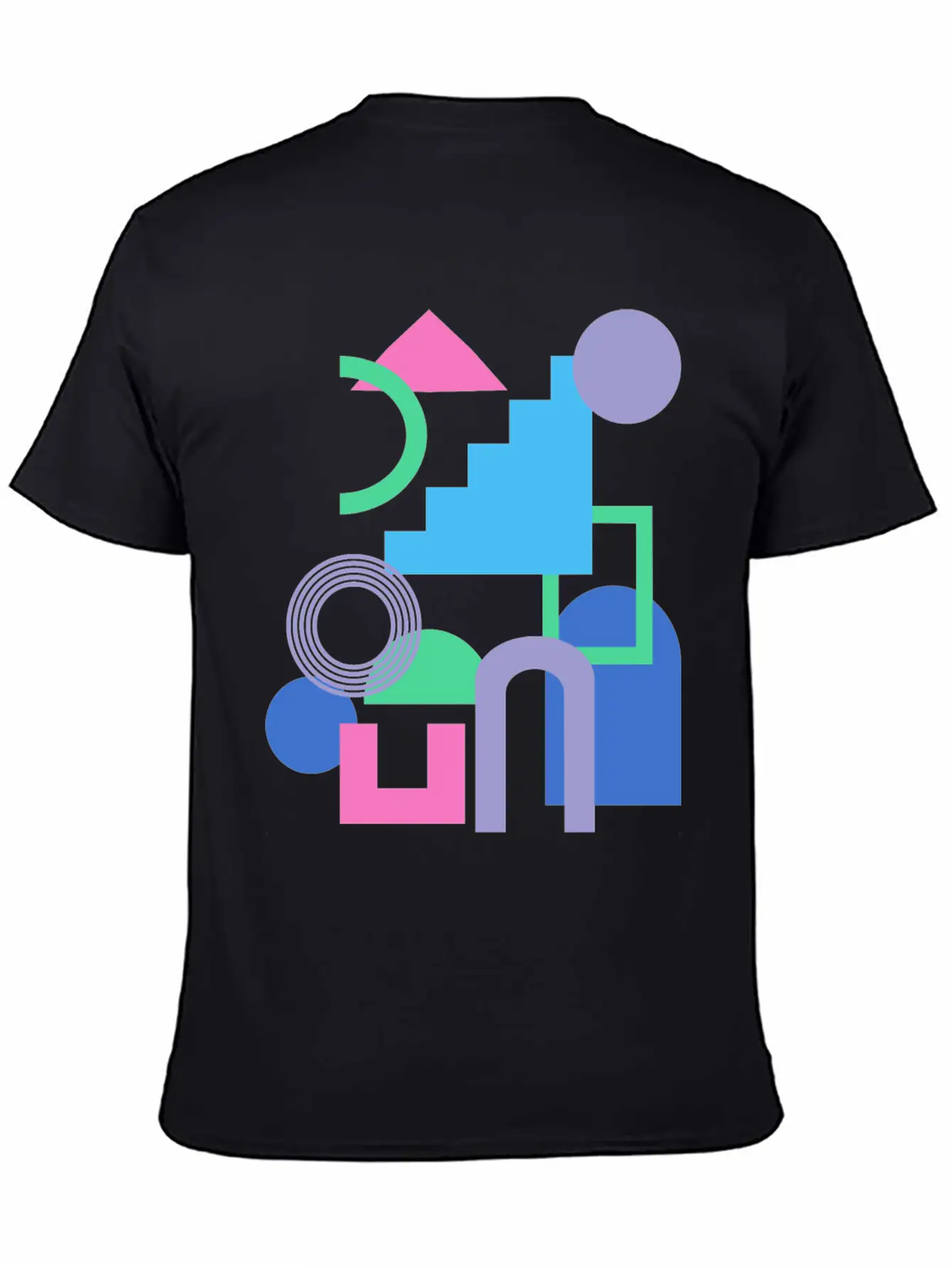 Abstract Shape Collage In Bright 90s Colors Soft Cotton Short Sleeve Tee – Unisex Wardrobe Staple