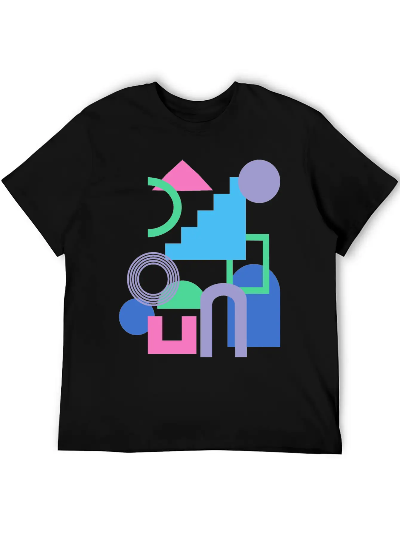 Abstract Shape Collage In Bright 90s Colors Soft Cotton Short Sleeve Tee – Unisex Wardrobe Staple