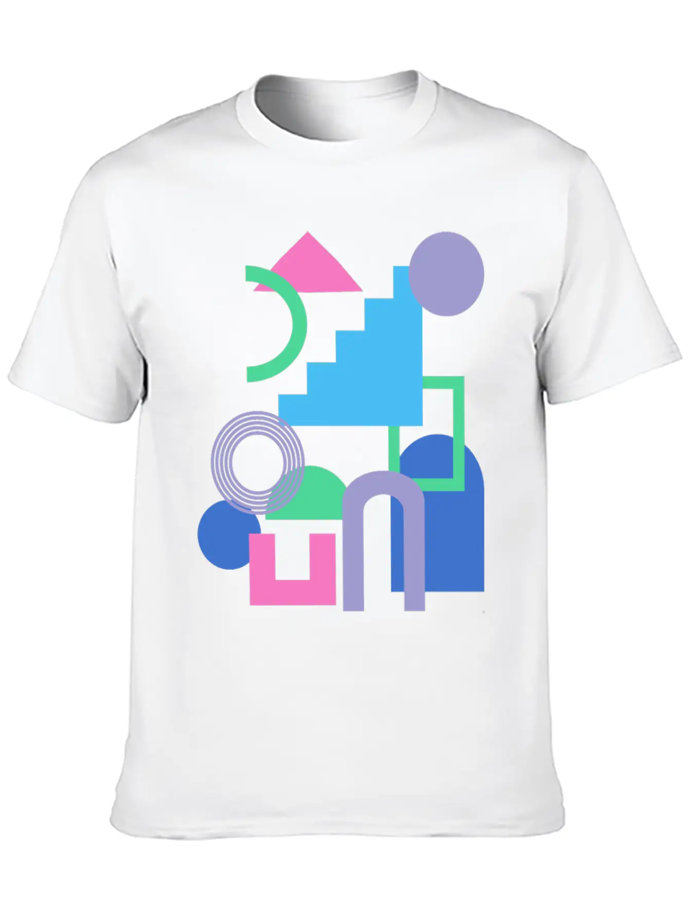 Abstract Shape Collage In Bright 90s Colors Soft Cotton Short Sleeve Tee – Unisex Wardrobe Staple