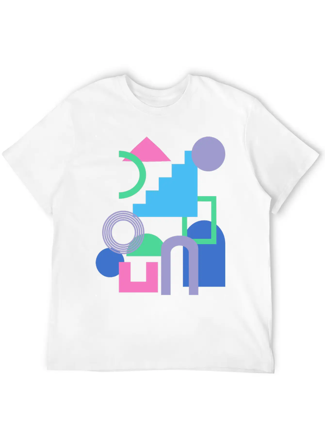 Abstract Shape Collage In Bright 90s Colors Soft Cotton Short Sleeve Tee – Unisex Wardrobe Staple
