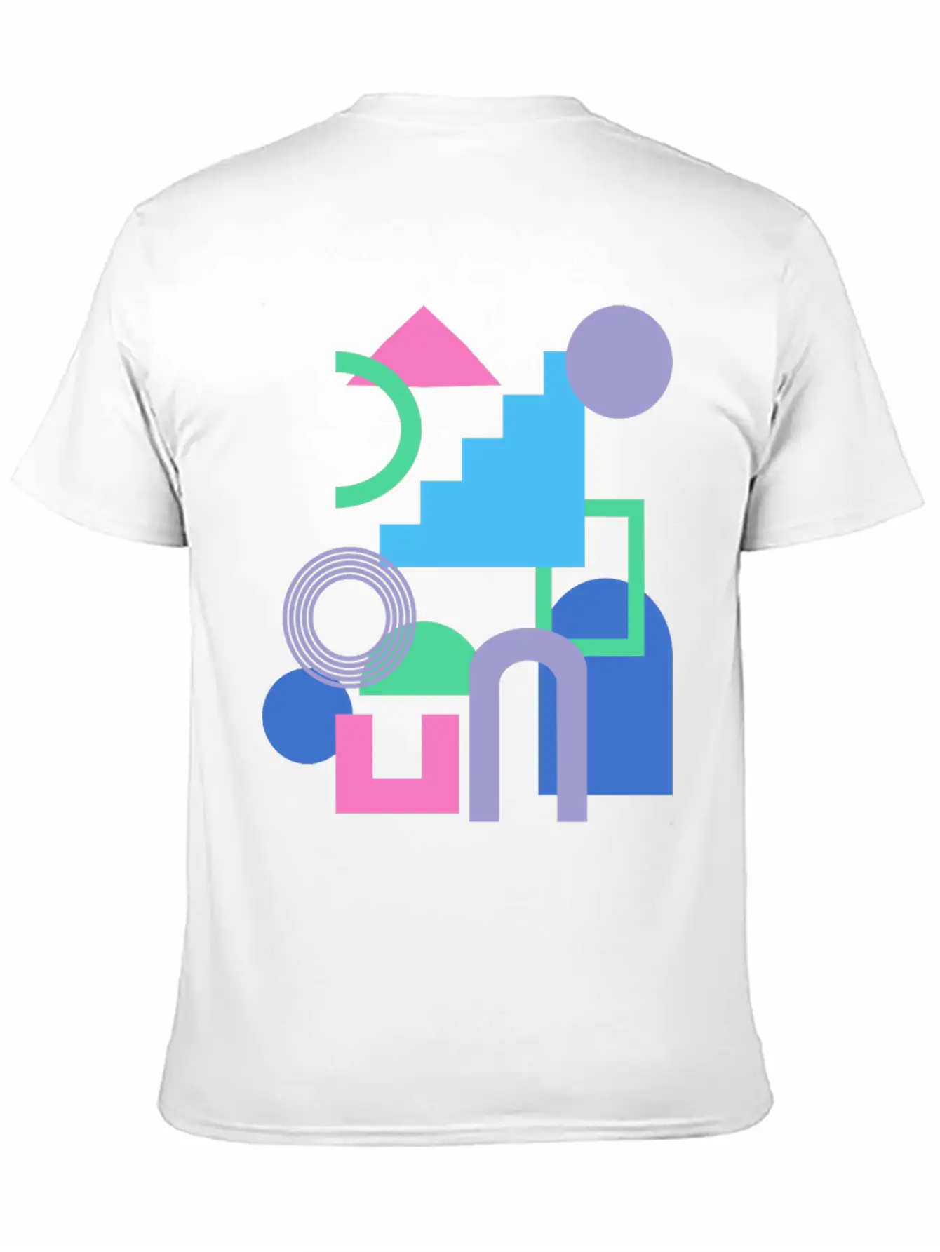 Abstract Shape Collage In Bright 90s Colors Soft Cotton Short Sleeve Tee – Unisex Wardrobe Staple