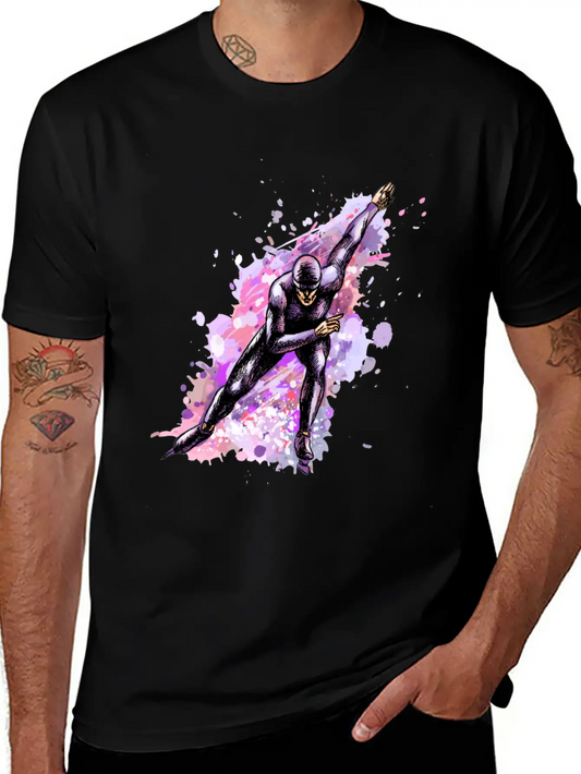 Abstract Speed Skaters Winter Sport Winter Stylish Everyday T-Shirt – Unisex Basic Cotton Tee