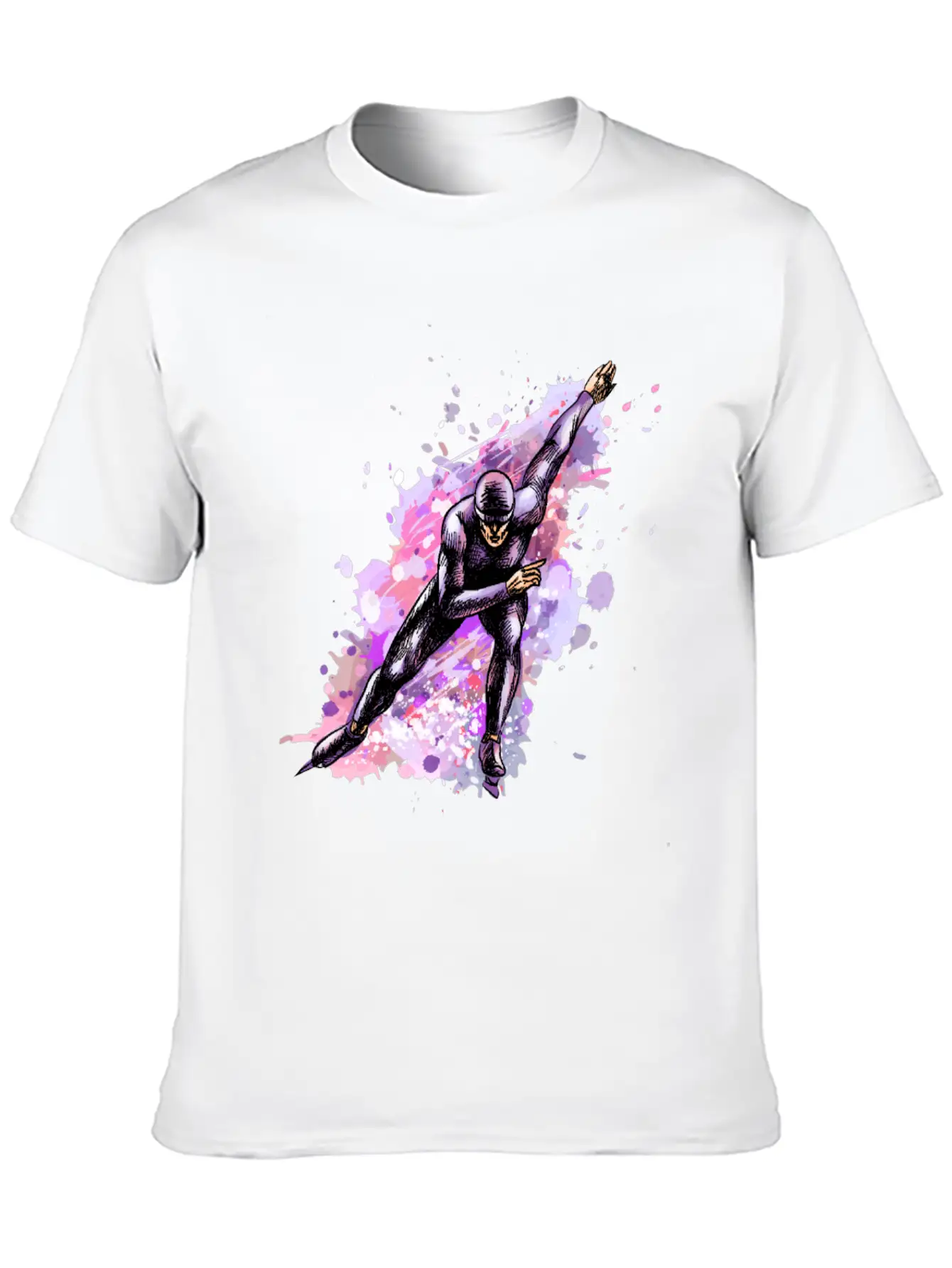 Abstract Speed Skaters Winter Sport Winter Stylish Everyday T-Shirt – Unisex Basic Cotton Tee