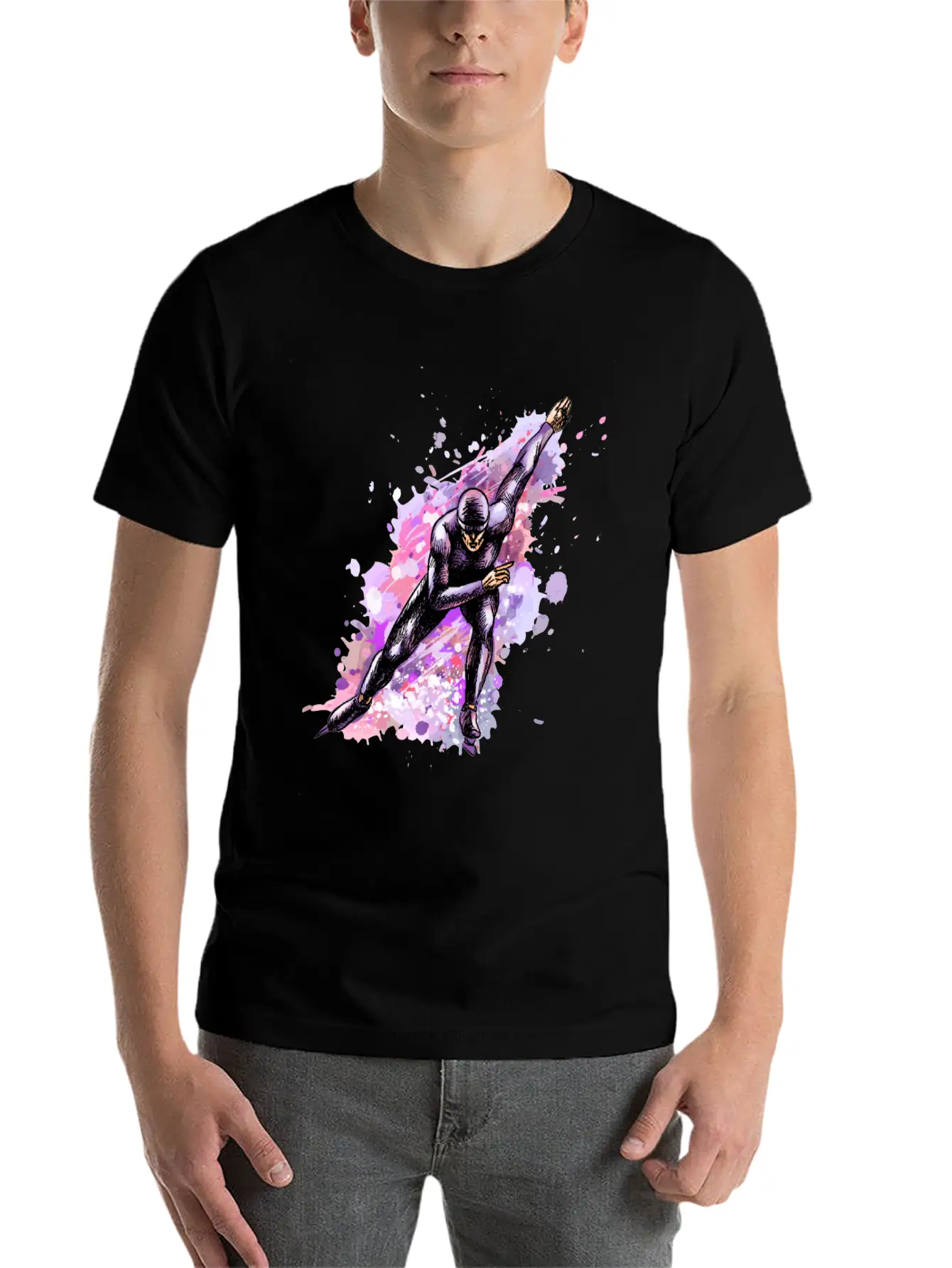 Abstract Speed Skaters Winter Sport Winter Stylish Everyday T-Shirt – Unisex Basic Cotton Tee