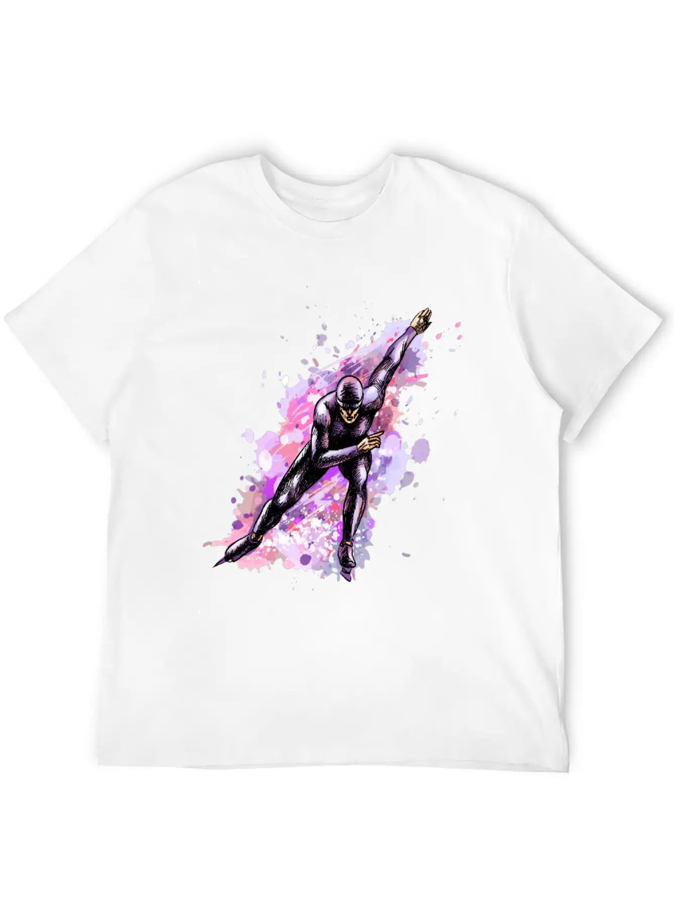 Abstract Speed Skaters Winter Sport Winter Stylish Everyday T-Shirt – Unisex Basic Cotton Tee