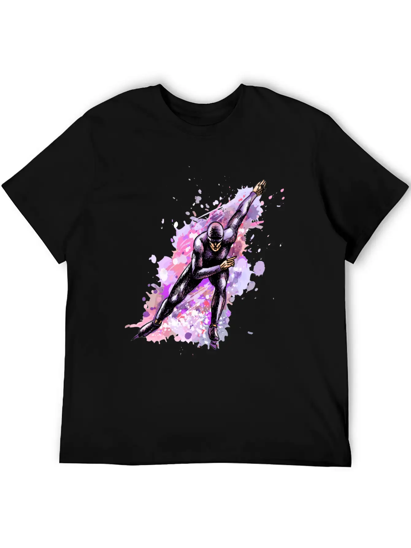 Abstract Speed Skaters Winter Sport Winter Stylish Everyday T-Shirt – Unisex Basic Cotton Tee