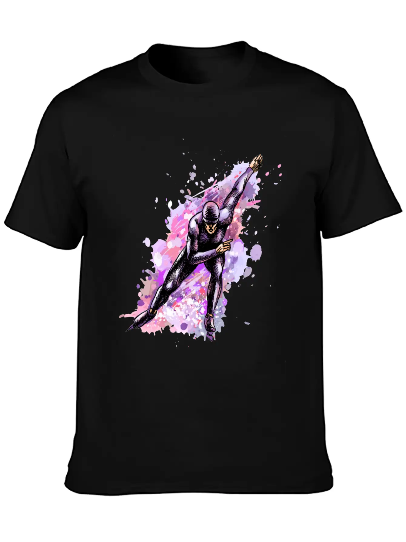 Abstract Speed Skaters Winter Sport Winter Stylish Everyday T-Shirt – Unisex Basic Cotton Tee