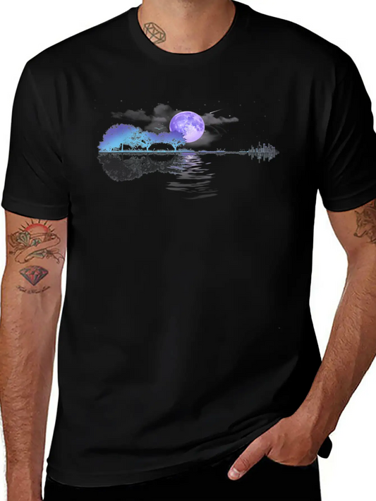 Acoustic Guitar Lake Player Nature Relaxed Everyday Tee – Lightweight And Durable Cotton